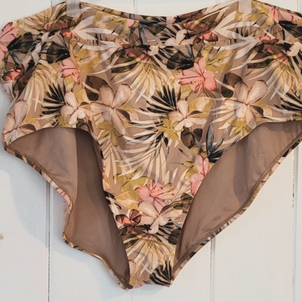 Floral Tropical Print Bikini Fit Plus Swim Bottom